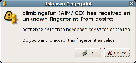 unknown key dialog