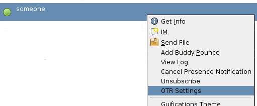 OTR per-user configuration dialogue